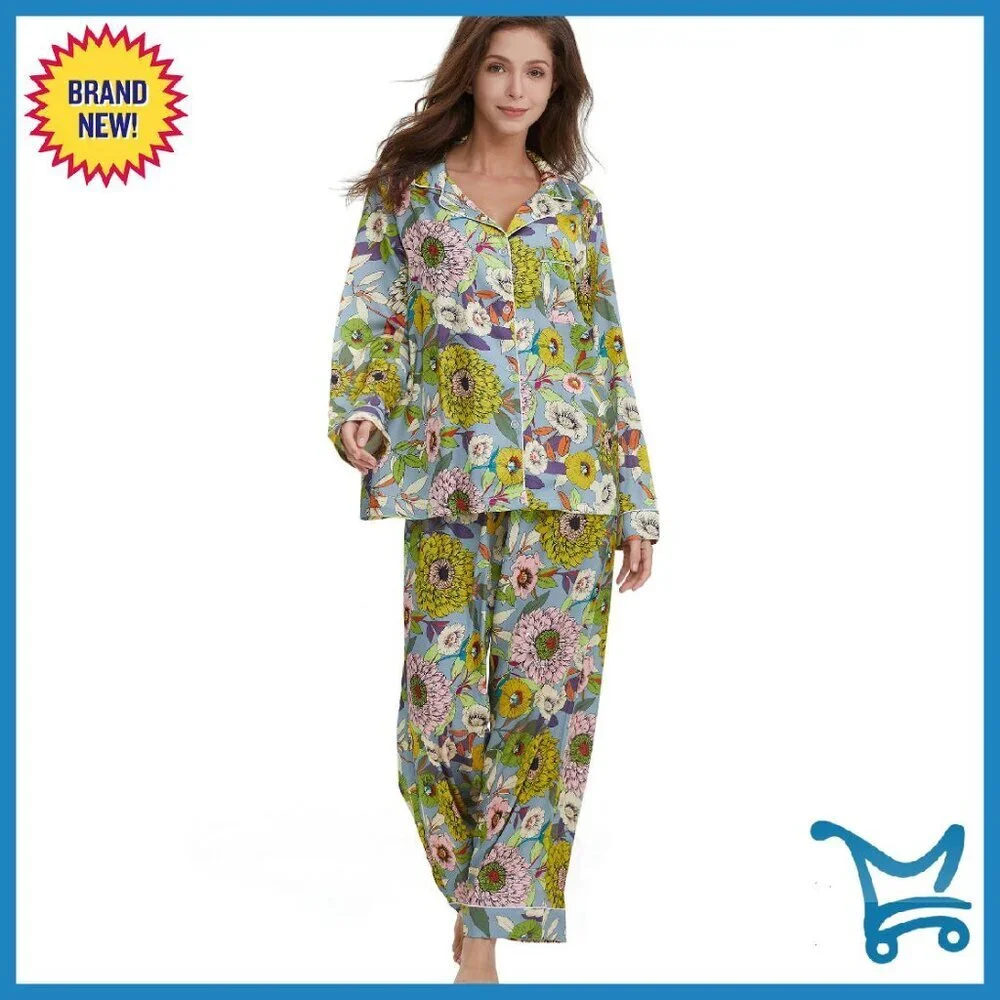 Silk Satin Pajama Set Long Sleeve Oversized with Pockets